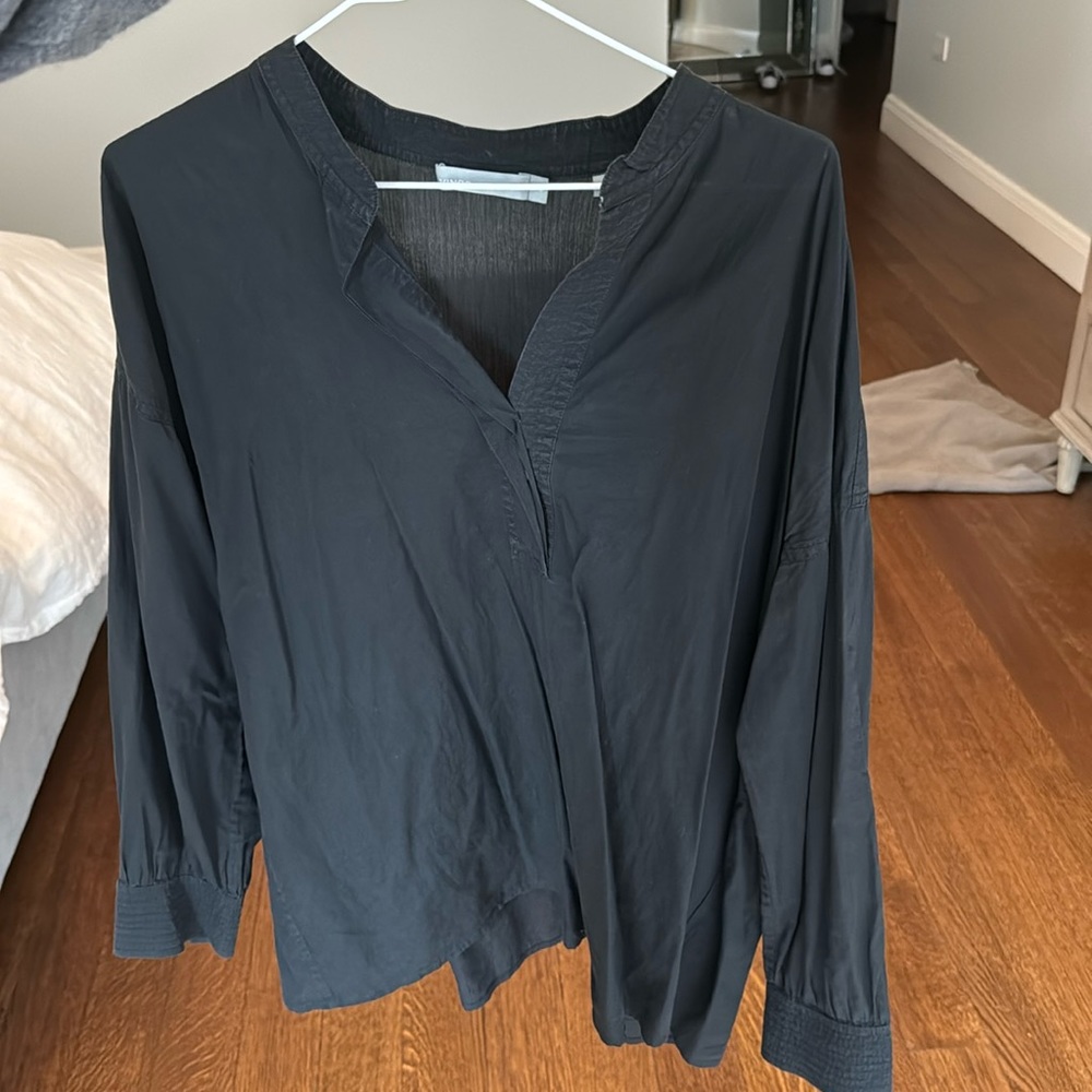 VINCE small black long sleeve cotton top